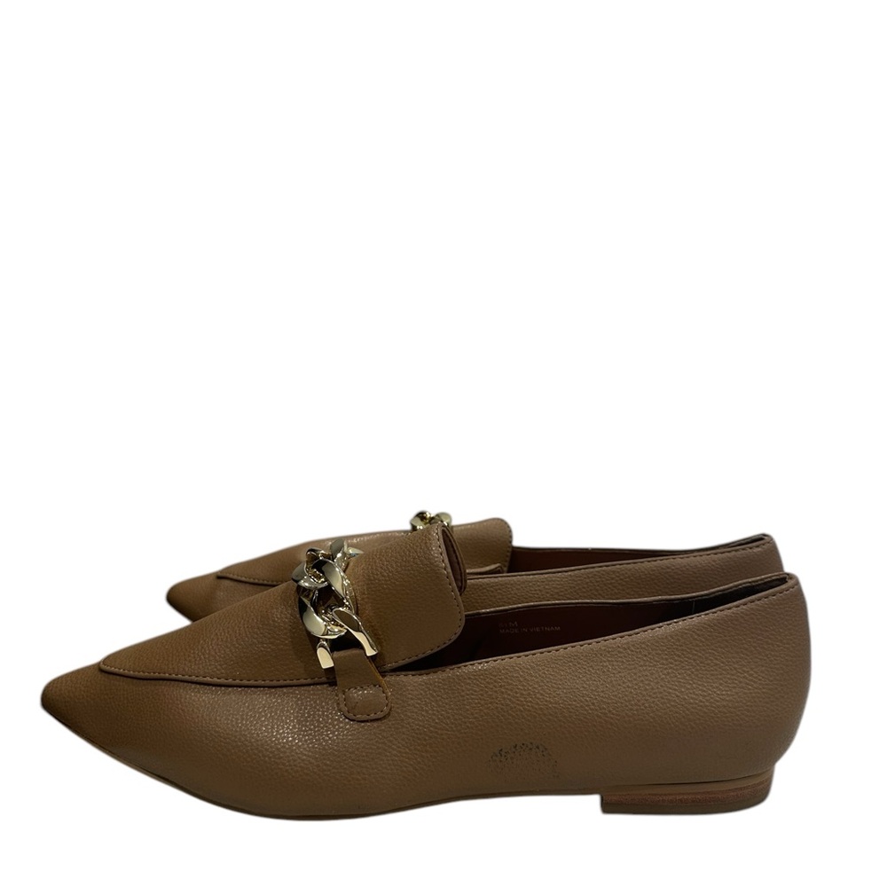Linea Paolo Mabel Pointed Toe Brown & Gold Loafers Slip-On Design Sz8.5M - Picture 2 of 8